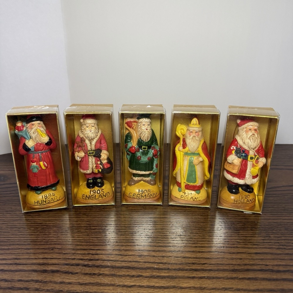 Vintage Santa From Around The World Collection Lot Of 5 Ceramic Figurines 5"